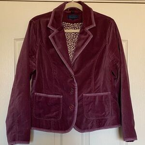 Boden Deep Wine Velvet Blazer
